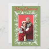 Moderne Kerstkaart met Foto en Groene Takken Kaart (Voorkant)