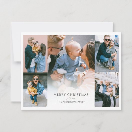 Moderne kerstkaart met fotocollage (Voorkant)