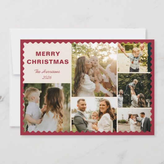 Moderne kerstkaart met fotocollage kaart (Voorkant)