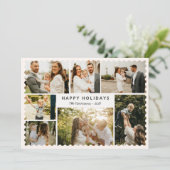 Moderne kerstkaart met fotocollage kaart (Staand voorkant)
