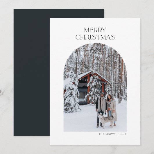 Moderne kerstkaart met foto's - minimalistisch aankondiging (Voorkant / Achterkant)