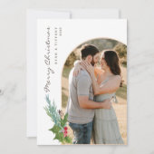 Moderne kerstkaart met fotoscherm met Holly Kaart (Voorkant)