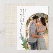 Moderne kerstkaart met fotoscherm met Holly Kaart (Voorkant / Achterkant)