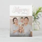 Moderne Kerstkaart met Glans en Foto (Staand voorkant)