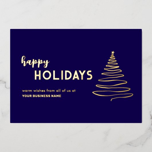 Moderne Kerstkaart met Goud Folie voor Zakelijk Ge Folie Feestdagenkaart (Voorkant)