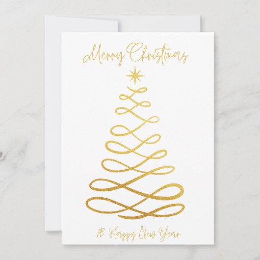 Moderne Kerstkaart met Gouden Boom Foto Kaart (Voorkant)