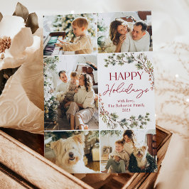 Moderne Kerstkaart met gouden foto en fijne feestd