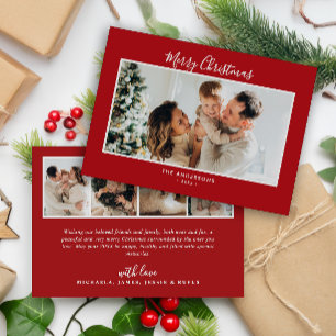 Moderne kerstkaart met handgeschreven tekst en 5 f