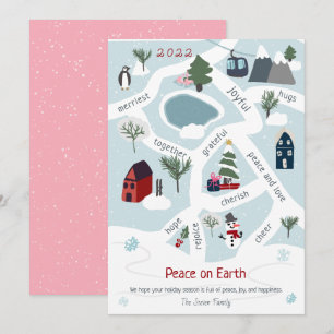 Moderne kerstkaart met illustraties