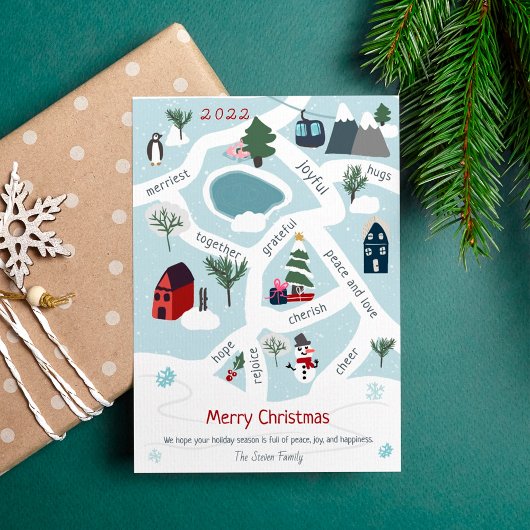 Moderne kerstkaart met illustraties