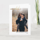 Moderne kerstkaart met Merry Gold White Feestdagen Kaart (Voorkant)