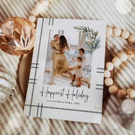 Moderne Kerstkaart met Plaid Schrift