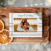 Moderne Kerstkaart met Plaid Schrift