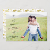 Moderne Kerstkaart met Religieus Thema en Natuurfo (Voorkant / Achterkant)