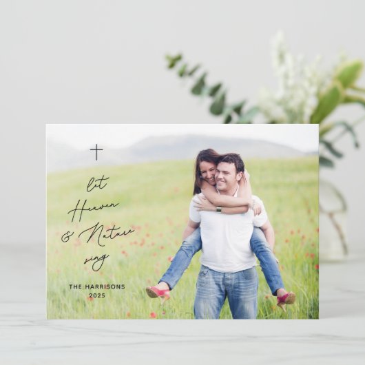 Moderne Kerstkaart met Religieus thema Hemel & Nat (Staand voorkant)