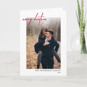 Moderne kerstkaart met rode feestdag feestdagen kaart (Voorkant)