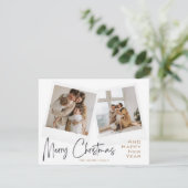 Moderne kerstkaart met rood zwart-wit (Staand voorkant)