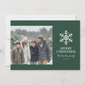 Moderne Kerstkaart met Sneeuwvlok - Groen (Voorkant)