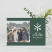 Moderne Kerstkaart met Sneeuwvlok - Groen (Staand voorkant)