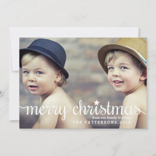 Moderne kerstkaart met twee foto's (Voorkant)