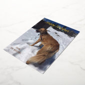 Moderne kerstkaart met verticale foto van uw hond  folie feestdagenkaart (Gedraaid)