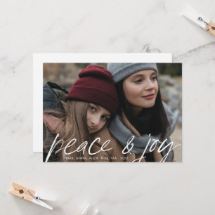Moderne kerstkaart met volledige foto van vrede en