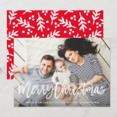 Moderne Kerstkaart met vrolijke feestdagen (Voorkant / Achterkant)