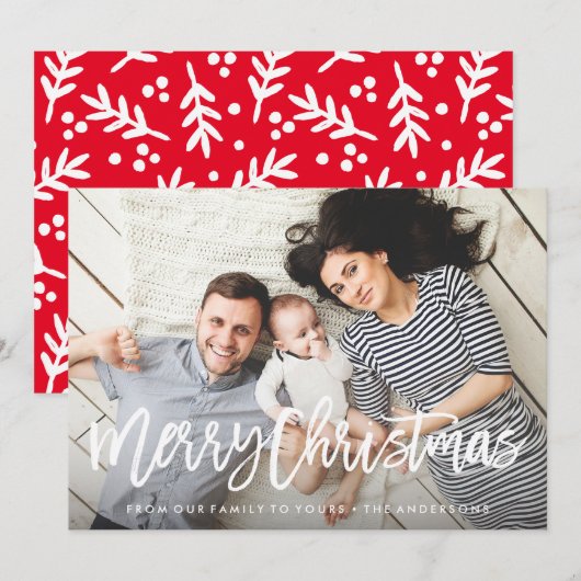 Moderne Kerstkaart met vrolijke feestdagen (Voorkant / Achterkant)