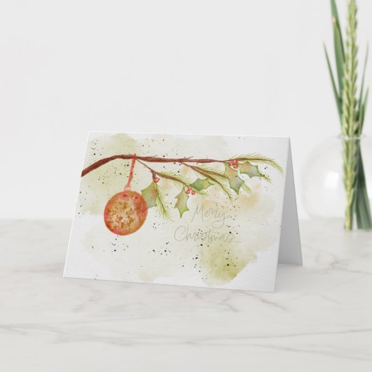 Moderne kerstkaart met waterverf kaart (Voorkant)