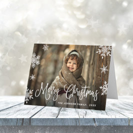 Moderne kerstkaart Prettige feestdagen 3 FOTO-kaar Kaart