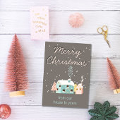 Moderne kerstkaart van ons huis naar dat van u kaart