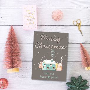 Moderne kerstkaart van ons huis naar het jouwe kaart