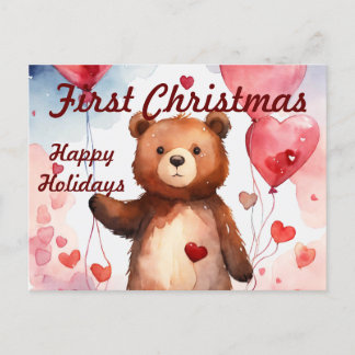 Moderne kerstkaart voor baby's eerste kerstfeest uitnodiging briefkaart