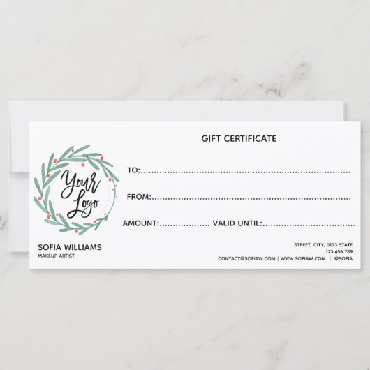 Moderne kerstkaartje Cadeaukaart Voeg Logo toe (Achterkant)