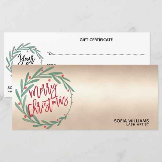 Moderne kerstkaartje Cadeaukaart Voeg Logo toe (Voorkant / Achterkant)