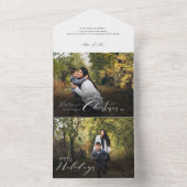 Moderne kerstkalligrafie foto all in one uitnodiging (Binnen)