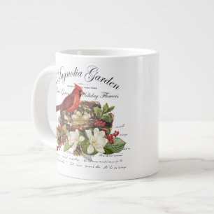 Moderne kerstkardinaal met Vintage Grote Koffiekop