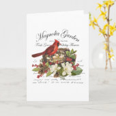 Moderne kerstkardinaal met Vintage Kaart (Gele Bloem)