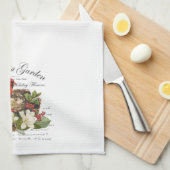 Moderne kerstkardinaal met Vintage Theedoek (Quarter Fold)