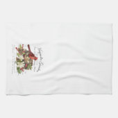 Moderne kerstkardinaal met Vintage Theedoek (Horizontaal)