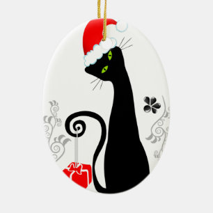 Moderne kerstKat Keramisch Ornament