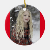 Moderne kerstkeramische versiering met rood script keramisch ornament (Voorkant)