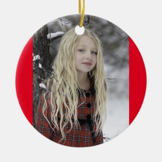 Moderne kerstkeramische versiering met rood script keramisch ornament (Voorkant)