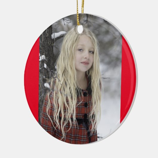 Moderne kerstkeramische versiering met rood script keramisch ornament (Links)