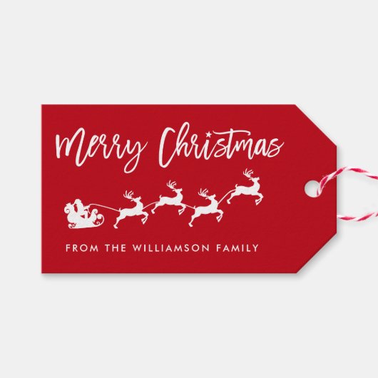 Moderne kerstkerstkerstkerstfeestjes met penseelsc cadeaulabel (Voorkant (Horizontaal))