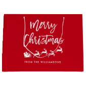 Moderne kerstkerstkerstkerstfeestjes met penseelsc groot cadeauzakje (Voorkant)