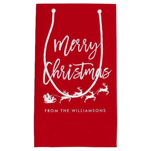 Moderne kerstkerstkerstkerstfeestjes met penseelsc klein cadeauzakje (Voorkant)