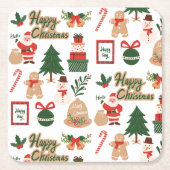 Moderne kerstkerstkerstkerstkerstkerstman en ontbi kartonnen onderzetters (Voorkant)