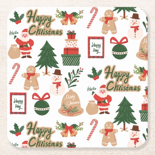 Moderne kerstkerstkerstkerstkerstkerstman en ontbi kartonnen onderzetters (Voorkant)