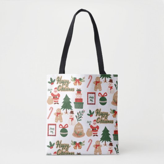 Moderne kerstkerstkerstkerstkerstkerstman en ontbi tote bag (Voorkant)